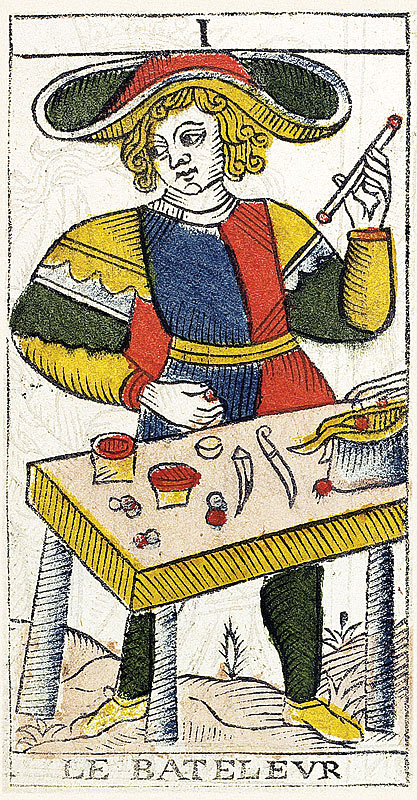El Mago. Tarot de Marsella de Pierre Madenié, 1709